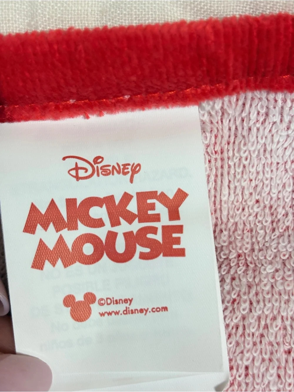 Disney Mickey Mouse Beach Towel Hooded Red Cotton Kids Bath Pool NWOT